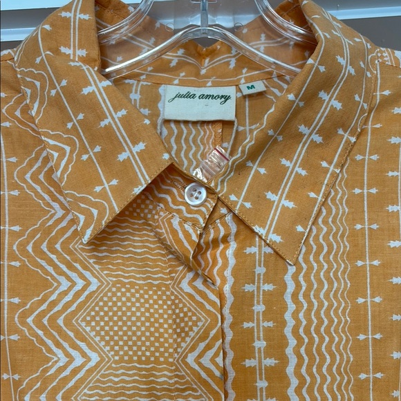 Julia Armory NWT Elegant Orange Geometric 3/4 Sleeve Dress With Pockets - Picture 3 of 6